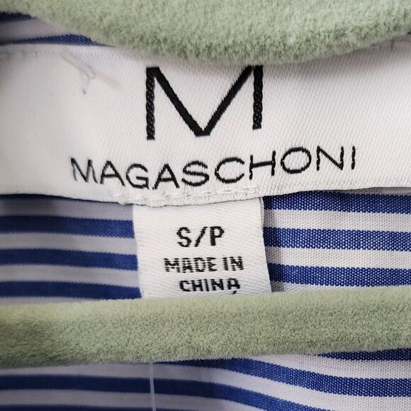 Magaschoni Women's Long Sleeve Striped Oversized Shirt | Cotton Blue White | NEW - Picture 7 of 12